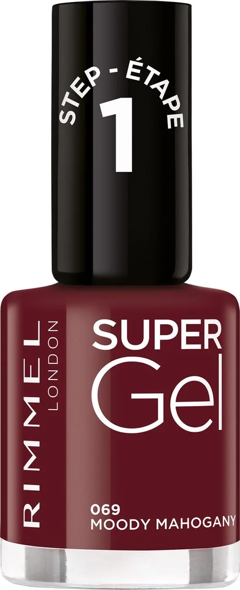 SuperGel Nail Polish Lacquer 12 ML by Rimmel London in 069 Moody Mahogany – product photo