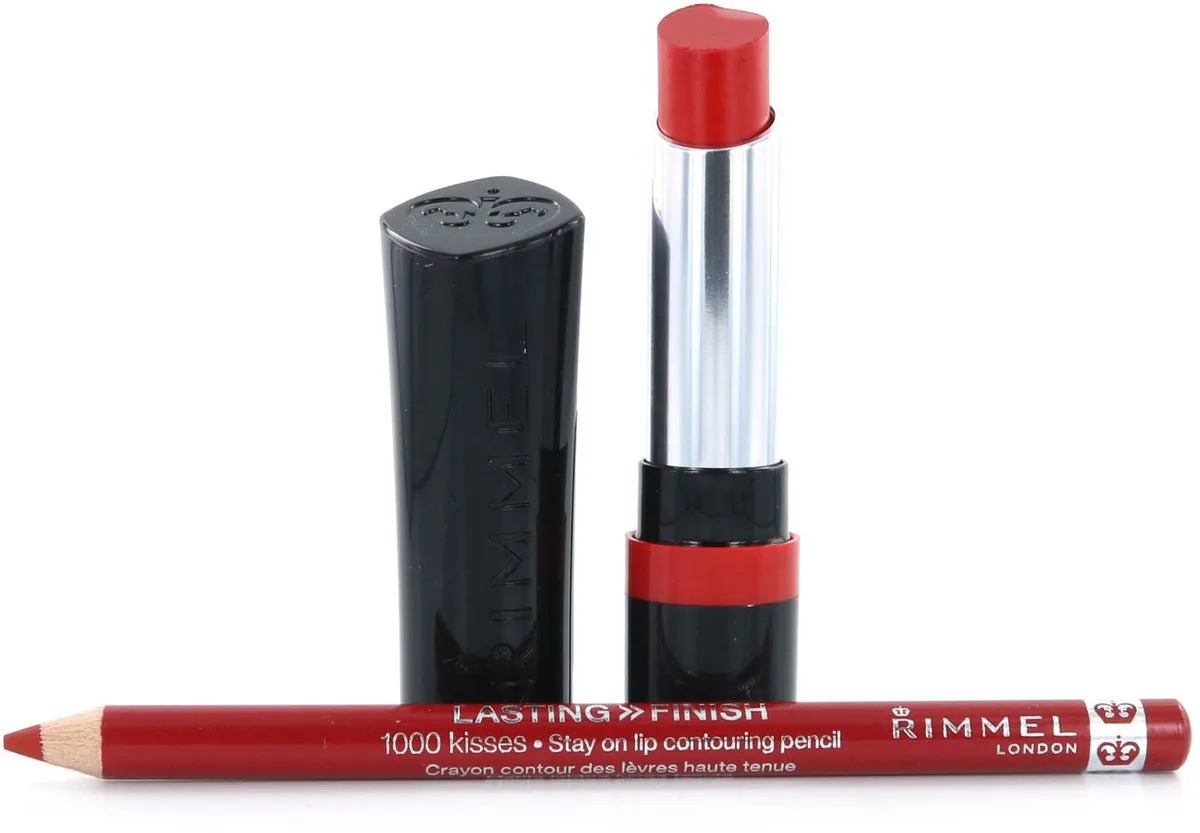 The Only 1 Lipstick - 500 Revolution Red (+ Lasting Finish Lipliner - 021 Red Dynamite) by Rimmel London in Red – product photo
