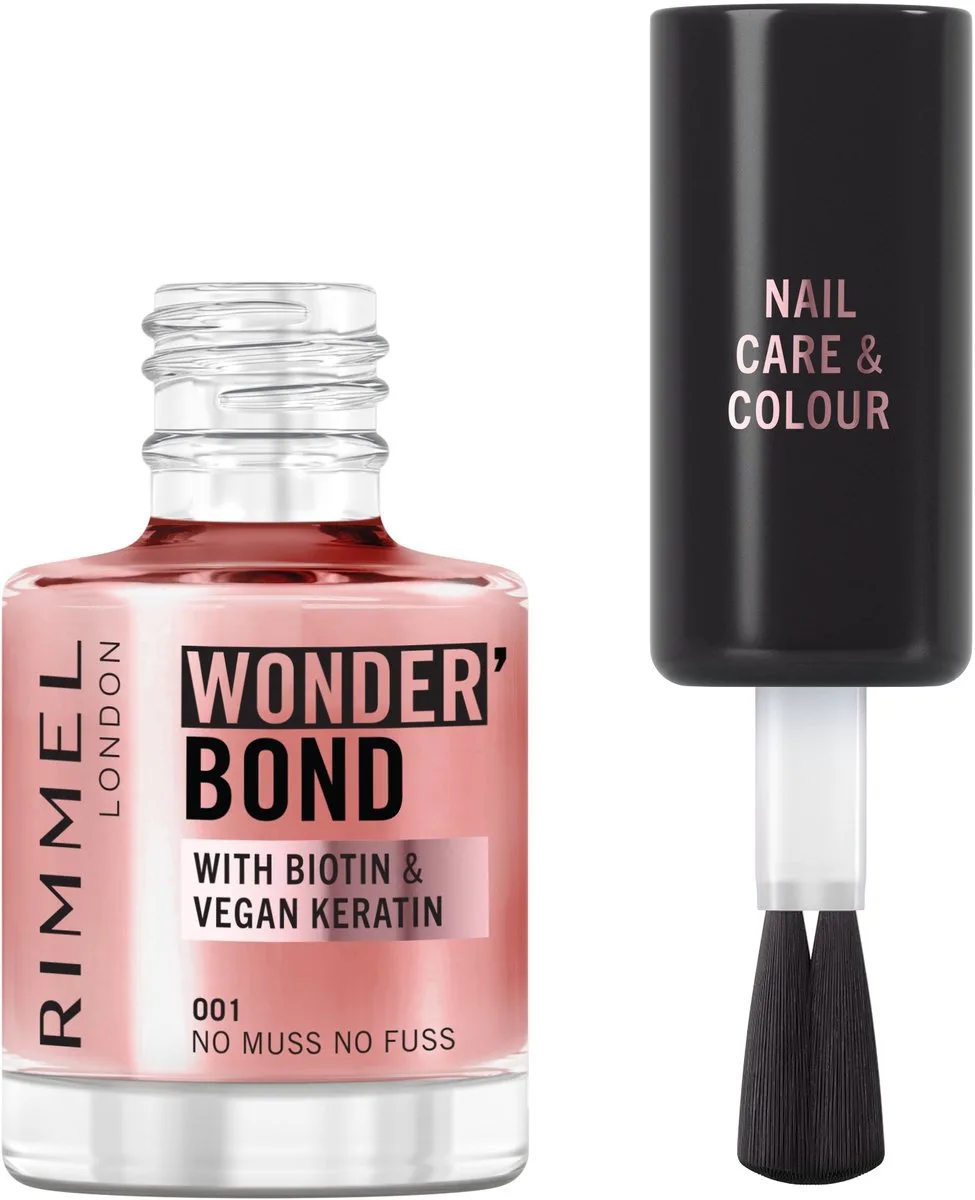 Wonder'bond Care+Color Nail Polish - 001 - No Muss No Fuss, 12 ml by Rimmel London in Pink – product photo