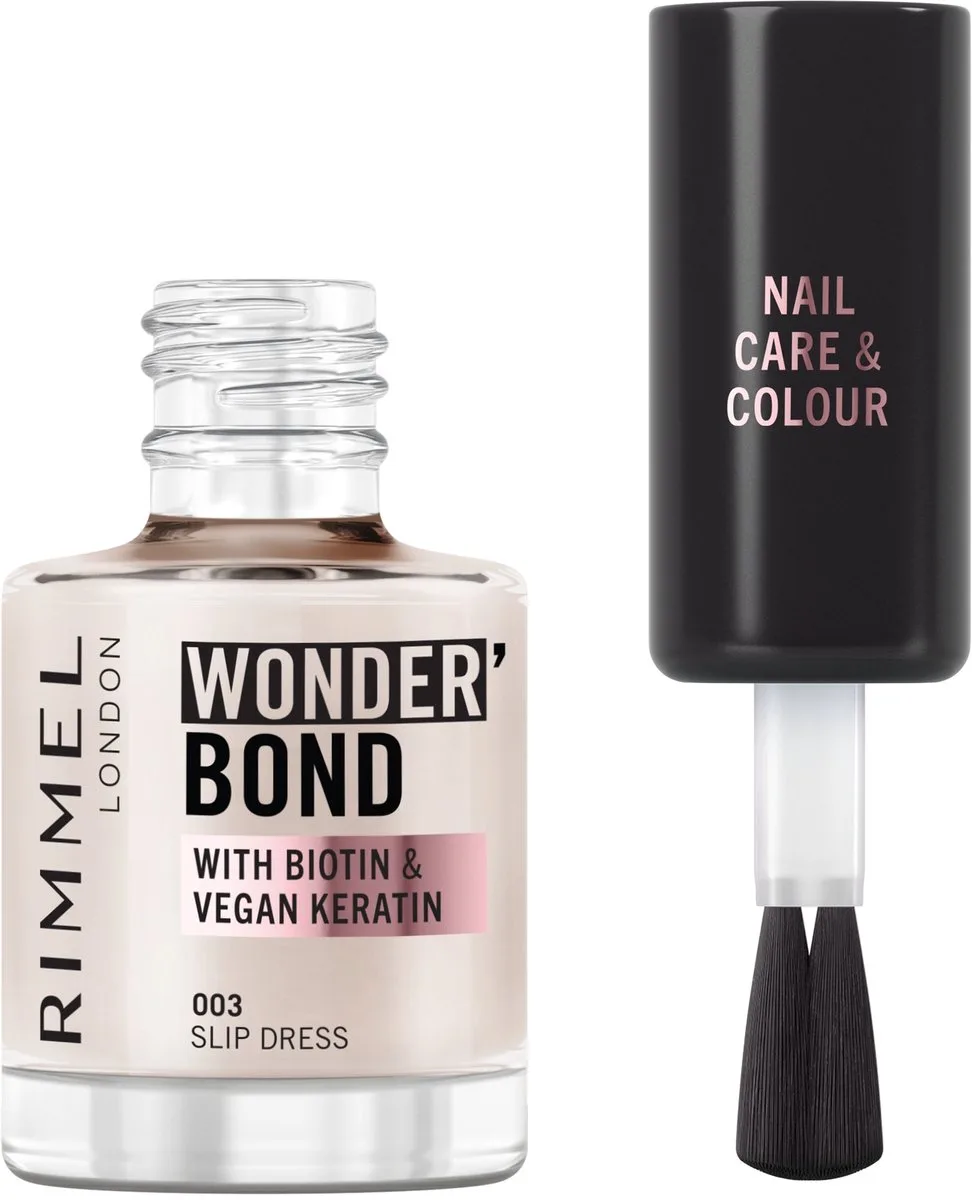 Wonder'bond Care+Color Nail Polish - 003 - Slip Dress, 12 ml by Rimmel London in Nude – product photo