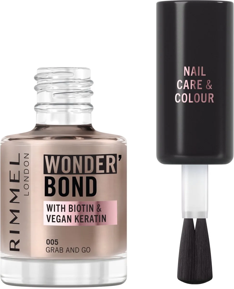 Wonder'bond Care+Color Nail Polish - 005 - Grab and Go, 12 ml by Rimmel London in Nude – product photo