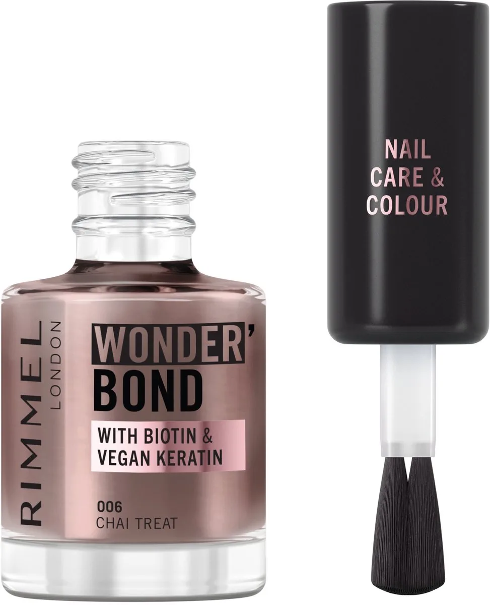 Wonder'bond Care+Color Nail Polish - 006 - Chai Treat, 12 ml by Rimmel London in Cool Grey – product photo