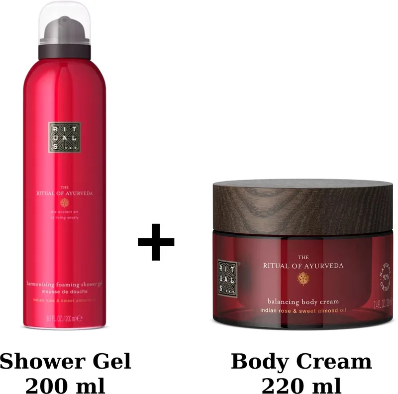 Ayurveda - Duo Set - Shower Gel 200 ml + Body Cream 220 ml fra Rituals – produktbillede