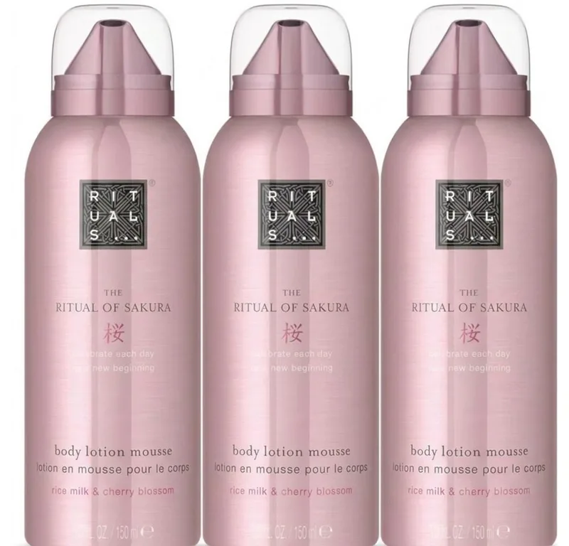 Bodylotion Rituals The Ritual of Sakura Body Lotion Mousse 3er Set, 1-tlg., Praktisches 3er Set für den Vorrat fra Rituals i Lyserød – produktbillede
