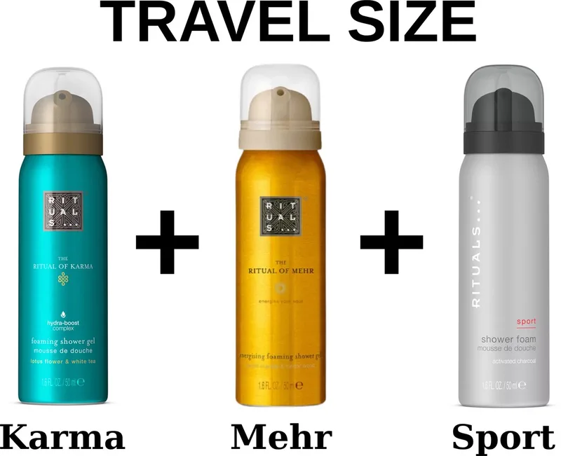 Combi Set - Travel Shower Gels - Karma 50 ml - Mehr 50 ml - Sport 50 ml - Doucheschuim - Douchgels van Rituals in 50 ml – productfoto