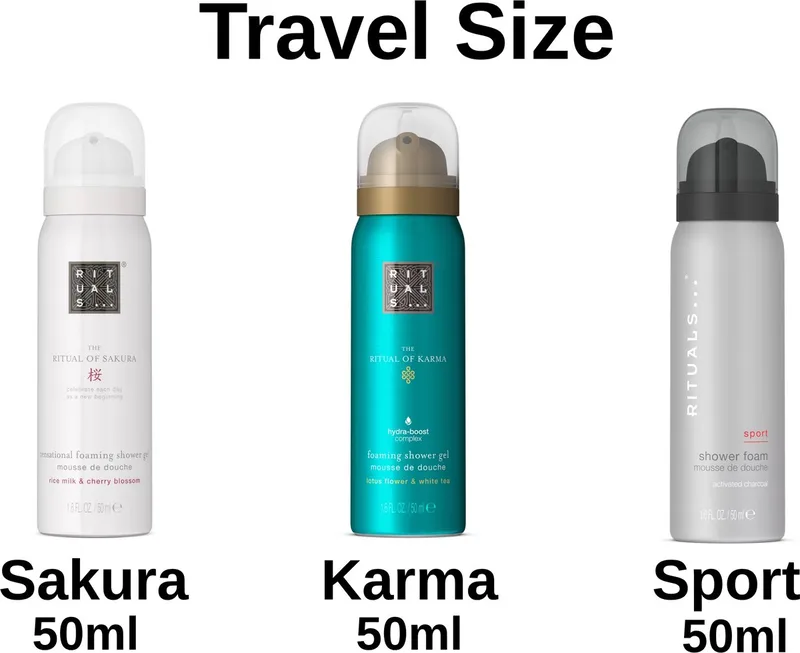 Combi Set - Travel Shower Gels - Sakura 50 ml + Karma 50 ml + Sport 50 ml - 3X 50 ml = 150 ml - Douchegels - Doucheschuim - Travel Size von Rituals – Produktfoto