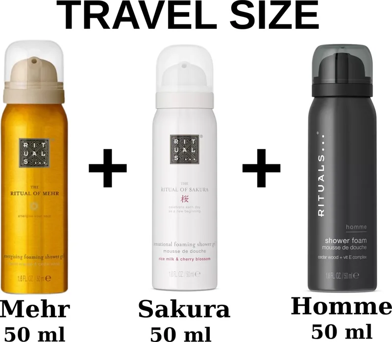 Combi Set - Travel Shower Gels - Sakura 50 ml + Mehr 50 ml + Homme 50 ml - 3X 50 ml = 150 ml - Douchegels - Doucheschuim - Travel Size de Rituals – photo du produit
