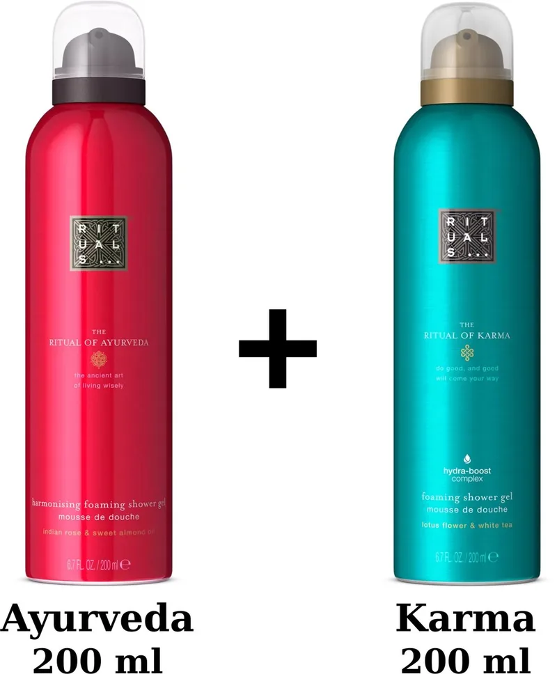 Duo Set - Ayurveda Shower Gel 200 ml + Karma Shower Gel 200 ml - Douchegels - Doucheschuim fra Rituals i 200 ml – produktbillede