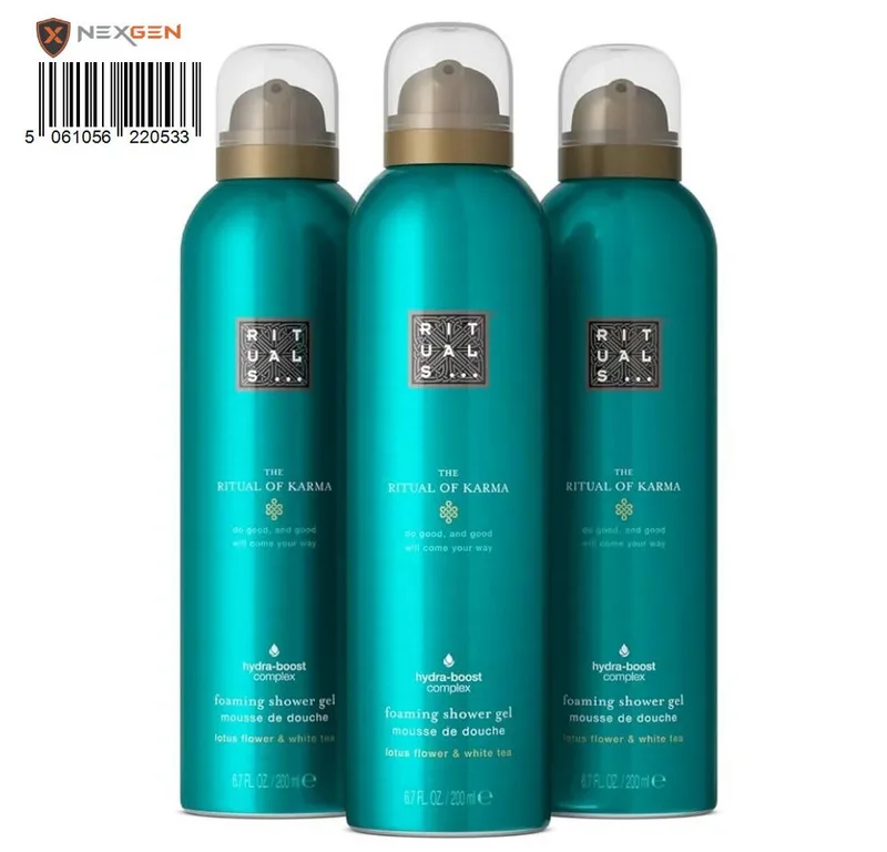 Duschgel von Ritual of Karma Vorteilspack: 3x200ml mit Lotus und weißem Tee de Rituals – photo du produit