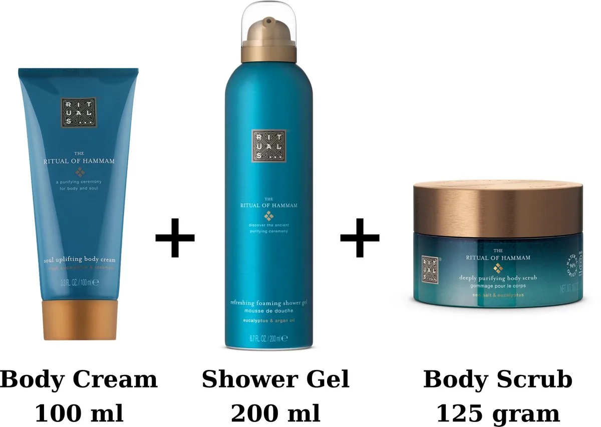 Hammam - Shower Gel 200 ml + Body Cream 100 ml + Body Scrub 125 gram by Rituals – product photo