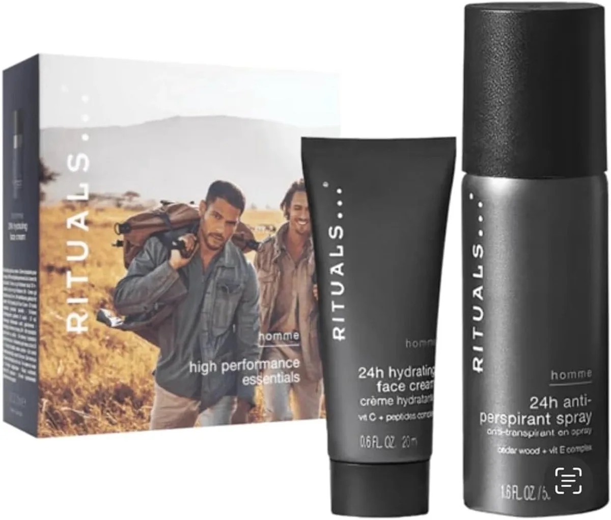 Homme Mini Travel Size High Performance Essentials 50ml Homme Spray en Gezicht Cream 20ml von Rituals – Produktfoto