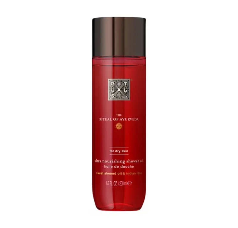 Körperöl Rituals Ayurveda Duschöl – pflegendes Reinigungsöl, 2‑in‑1 Öl zu Schaum, mit Rose & Mandel – 90 % Naturanteil de Rituals en 200 ml – photo du produit