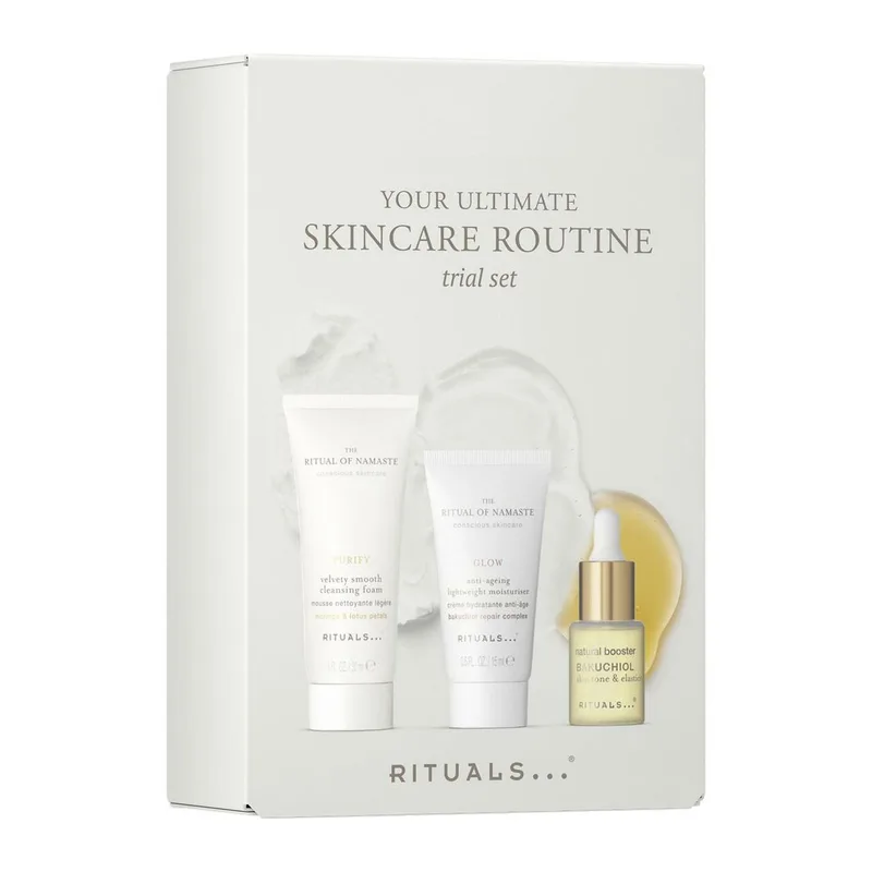 Namaste Set 51.5 ml - Velvety Smooth Cleansing Foam 30ml/Anti-Ageing Lightweight Moisturiser 15ml/Bakuchiol Natural Booster 6,5ml van Rituals – productfoto 3 van 3
