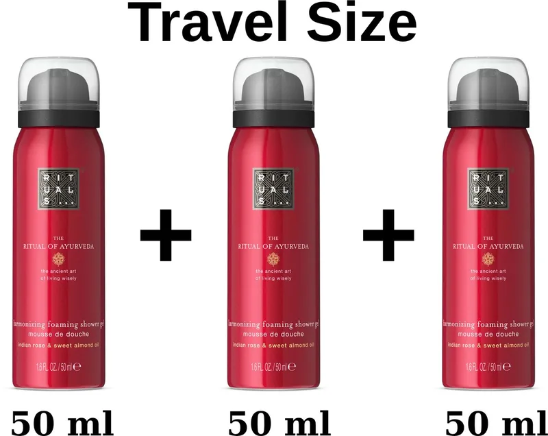 of Ayurveda Foaming Showergel TRAVELSIZE - Doucheschuim 50 ml x 3 = 150 ml van Rituals – productfoto