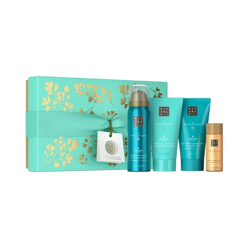 Pflege-Geschenkset Luxus-Pflegeset Limited Edition Karma Geschenkset S 2025, 4-tlg., 4-teiliges Pflegeset mit Duschschaum, Lotion, Peeling & Körperöl de Rituals – photo du produit 1 sur 4