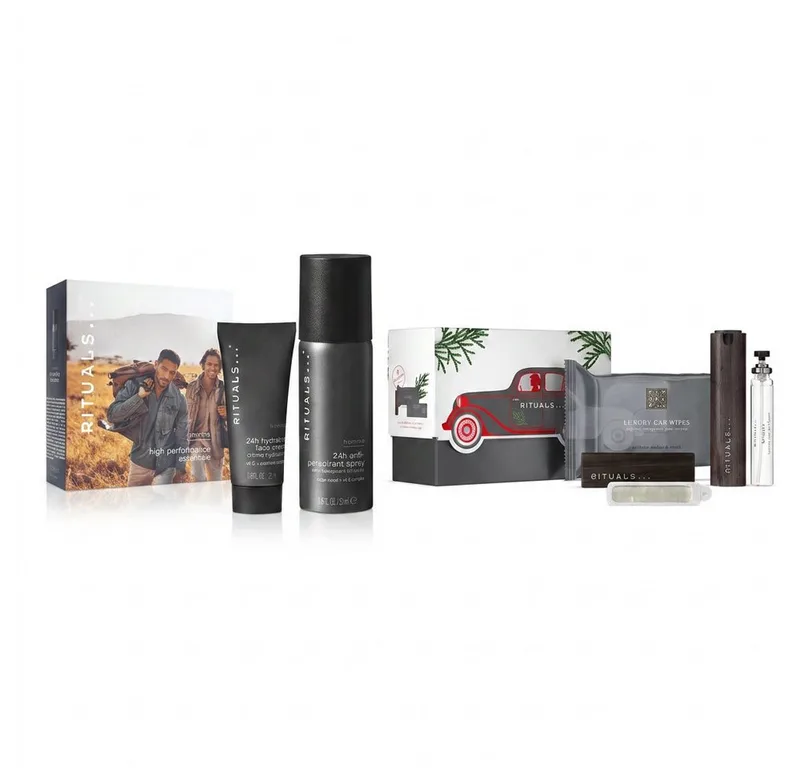 Pflege-Geschenkset Rituals Homme Pflege und Car Gift Set Bundle, Kombiniertes Pflege und Auto Duft Geschenkset für Männer de Rituals en Blanc – photo du produit