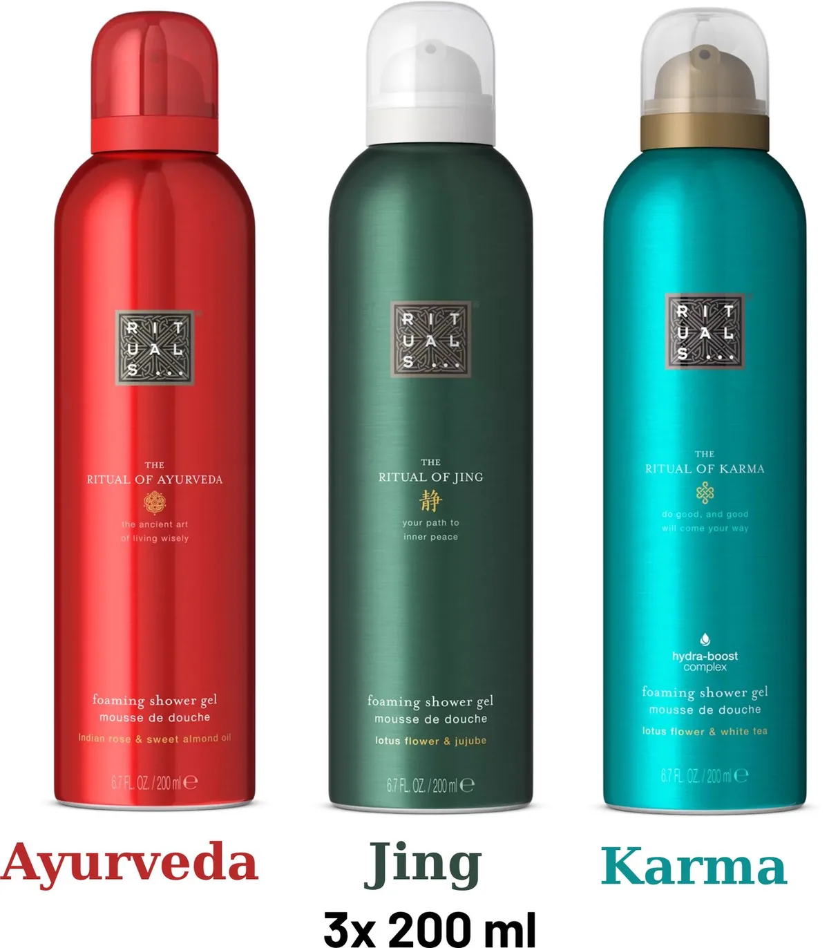 Shower Gel Value Pack - Jing 200 ml + Ayurveda 200 ml + Karma 200 ml - Douchegel - Shower Foam by Rituals in 200 ml – product photo