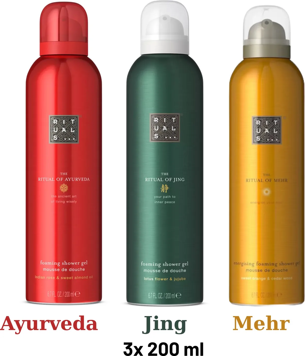 Shower Gel Value Pack - Mehr 200 ml + Jing 200 ml + Ayurveda 200 ml - Douchegel - Shower Foam by Rituals in 200 ml – product photo