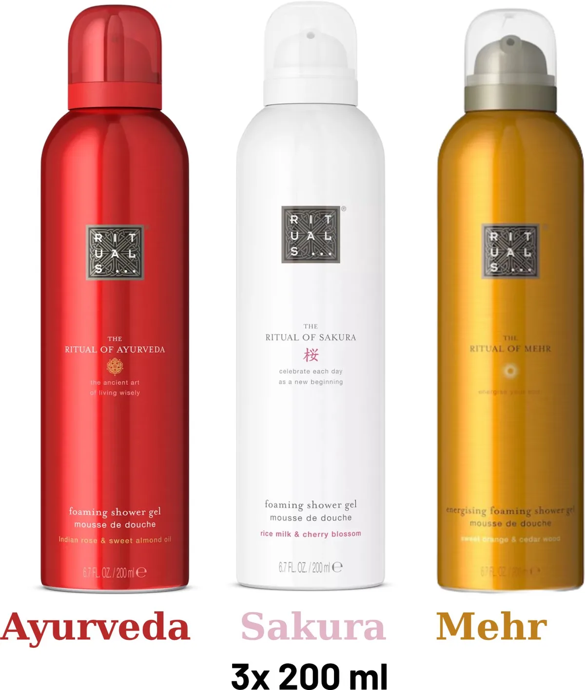 Shower Gel Value Pack - Mehr 200 ml + Sakura 200 ml + Ayurveda 200 ml - Douchegel - Shower Foam by Rituals in 200 ml – product photo