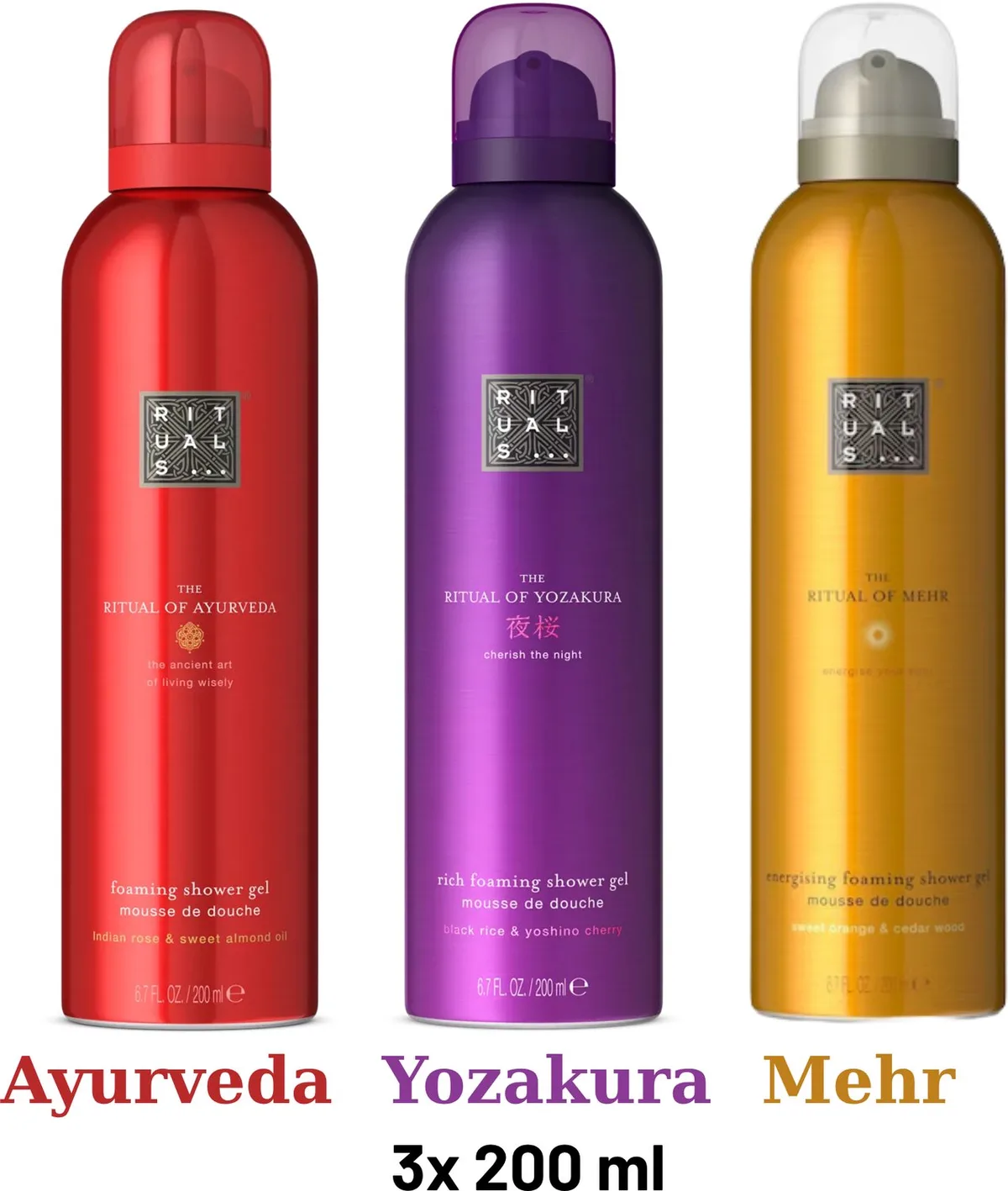 Shower Gel Value Pack - Mehr 200 ml + Yozakura 200 ml + Ayurveda 200 ml - Douchegel - Shower Foam by Rituals in 200 ml – product photo
