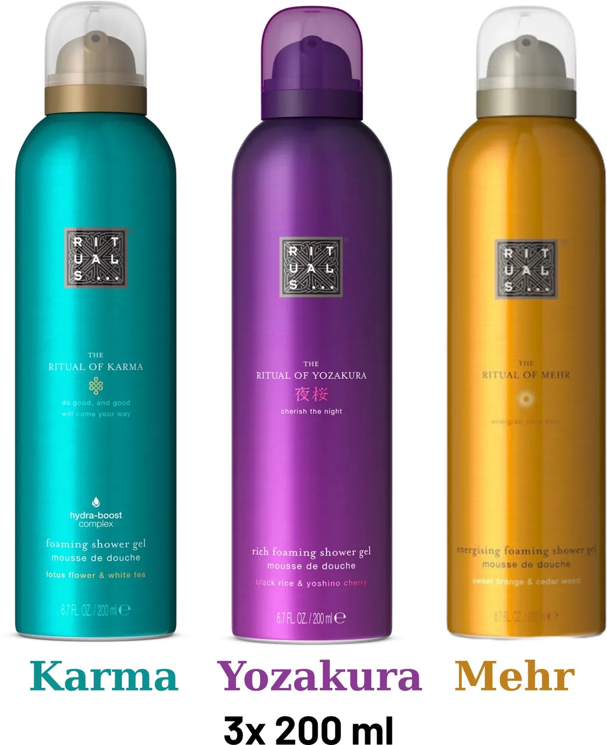 Shower Gel Value Pack - Mehr 200 ml + Yozakura 200 ml + Karma 200 ml - Douchegel - Shower Foam by Rituals in 200 ml – product photo