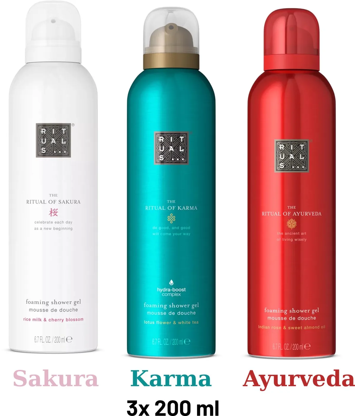 Shower Gel Value Pack - Sakura 200 ml + Ayurveda 200 ml + Karma 200 ml - Douchegel - Shower Foam by Rituals in 200 ml – product photo