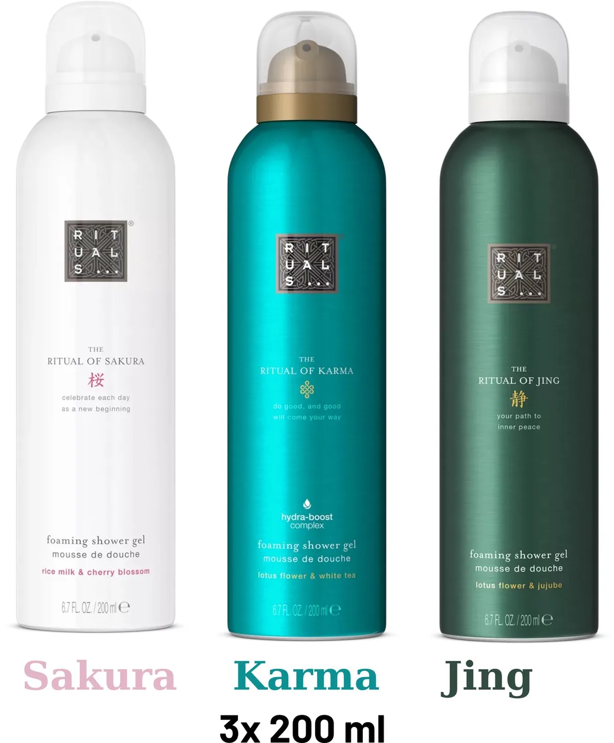 Shower Gel Value Pack - Sakura 200 ml + Jing 200 ml + Karma 200 ml - Douchegel - Shower Foam by Rituals in 200 ml – product photo