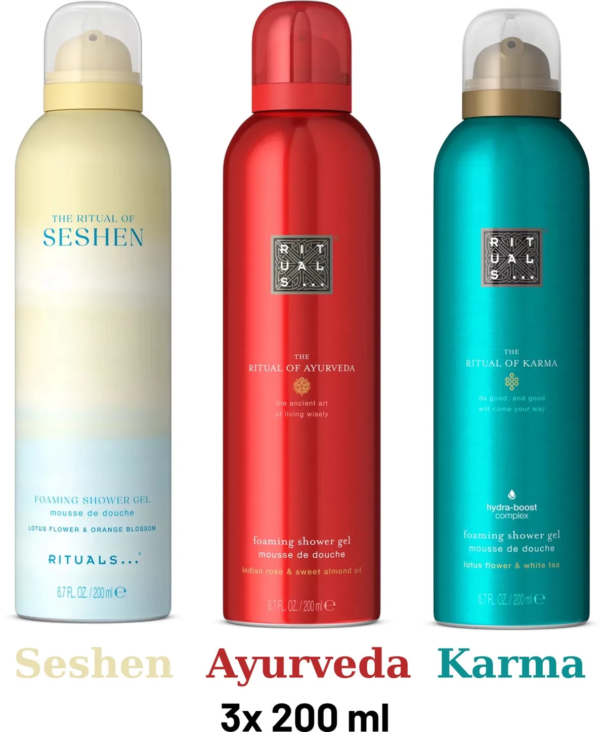 Shower Gel Value Pack - Seshen 200 ml + Ayurveda 200 ml + Karma 200 ml - Douchegel - Shower Foam by Rituals in 200 ml – product photo
