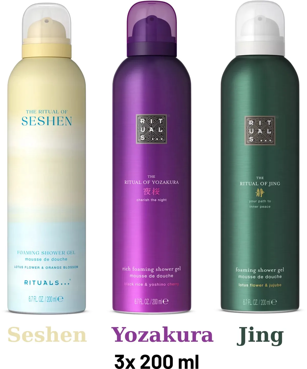 Shower Gel Value Pack - Seshen 200 ml + Yozakura 200 ml + Jing 200 ml - Douchegel - Shower Foam van Rituals in 200 ml – productfoto