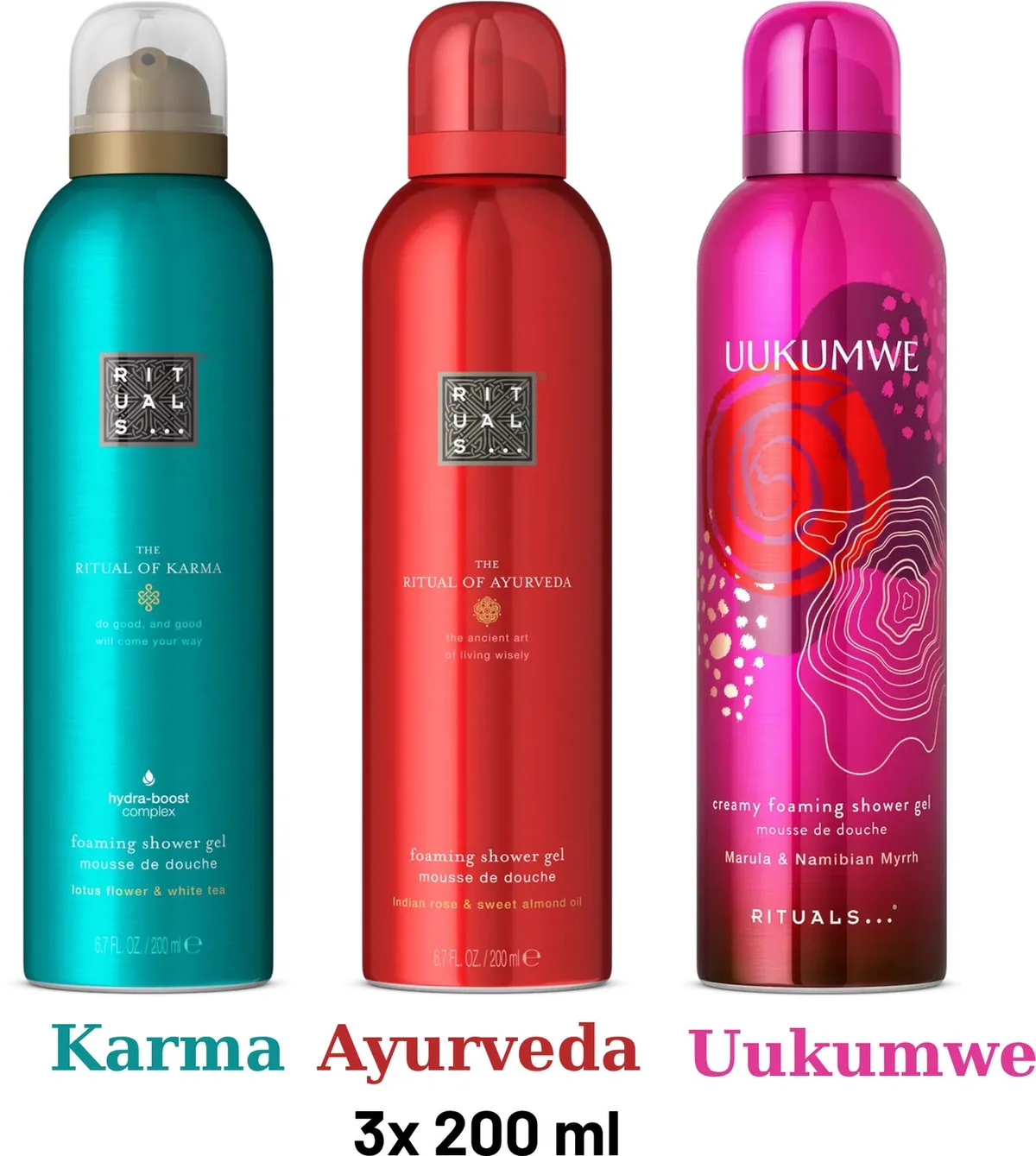 Shower Gel Value Pack - Uukumwe 200 ml + Ayurveda 200 ml + Karma 200 ml - Douchegel - Shower Foam by Rituals in 200 ml – product photo