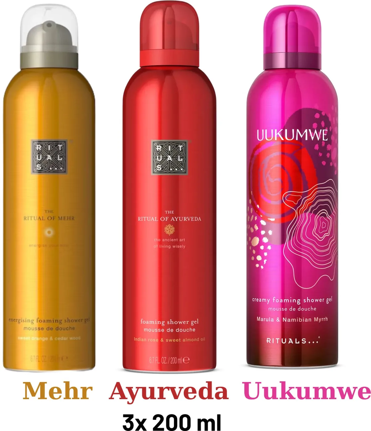 Shower Gel Value Pack - Uukumwe 200 ml + Mehr 200 ml + Ayurveda 200 ml - Douchegel - Shower Foam by Rituals in 200 ml – product photo