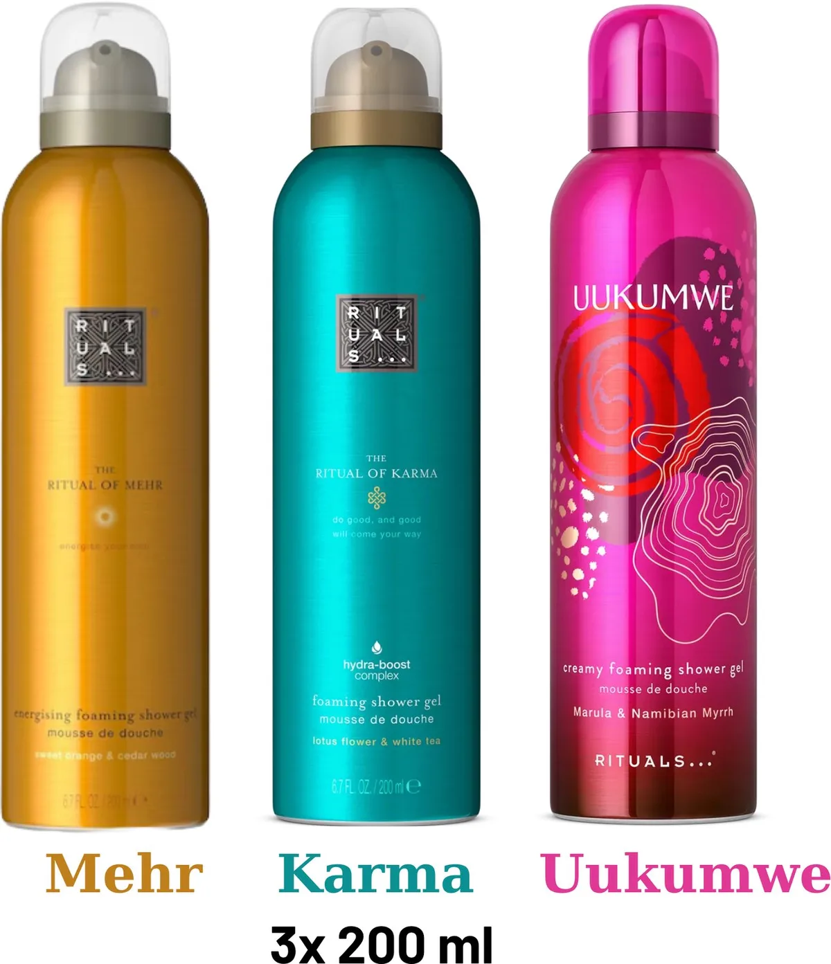 Shower Gel Value Pack - Uukumwe 200 ml + Mehr 200 ml + Karma 200 ml - Douchegel - Shower Foam by Rituals in 200 ml – product photo