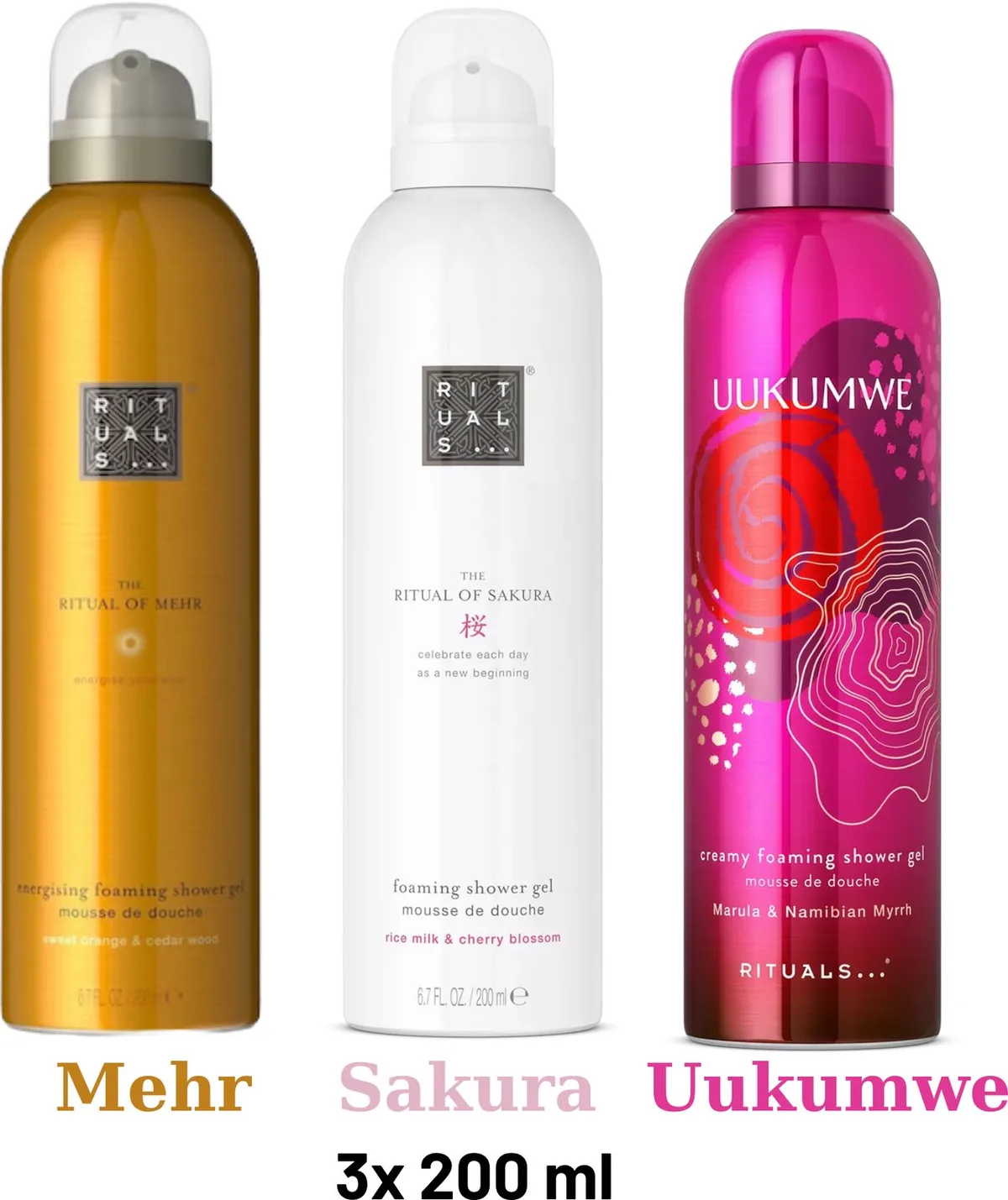Shower Gel Value Pack - Uukumwe 200 ml + Mehr 200 ml + Sakura 200 ml - Douchegel - Shower Foam by Rituals in 200 ml – product photo