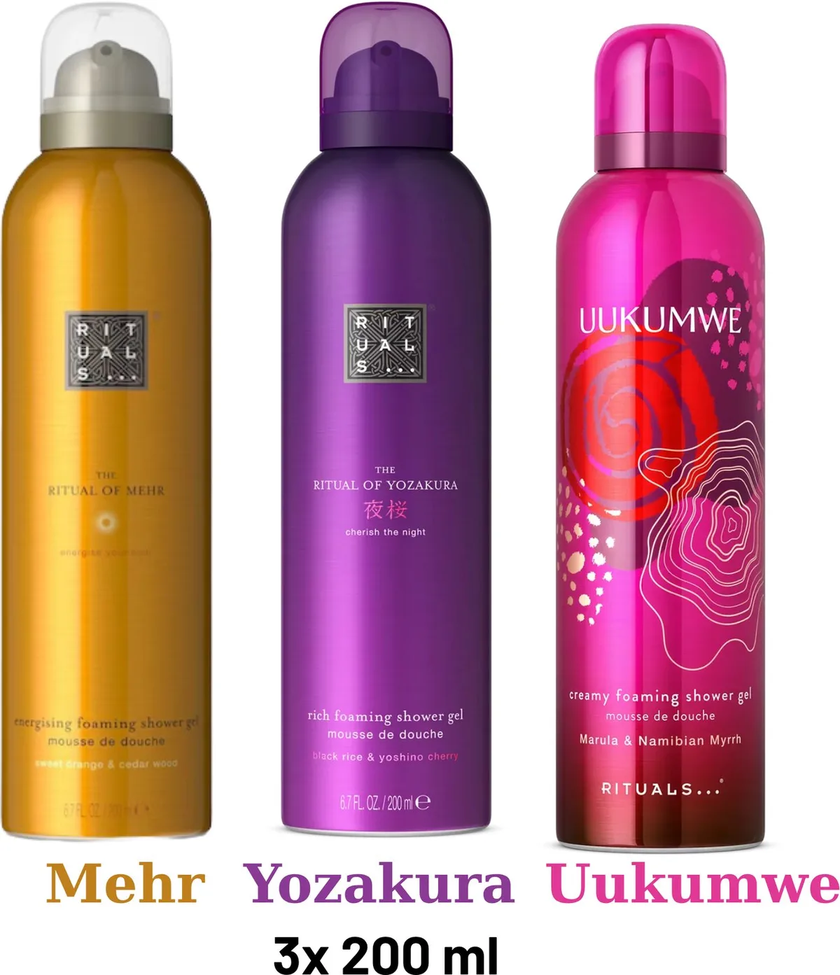 Shower Gel Value Pack - Uukumwe 200 ml + Mehr 200 ml + Yozakura 200 ml - Douchegel - Shower Foam by Rituals in 200 ml – product photo