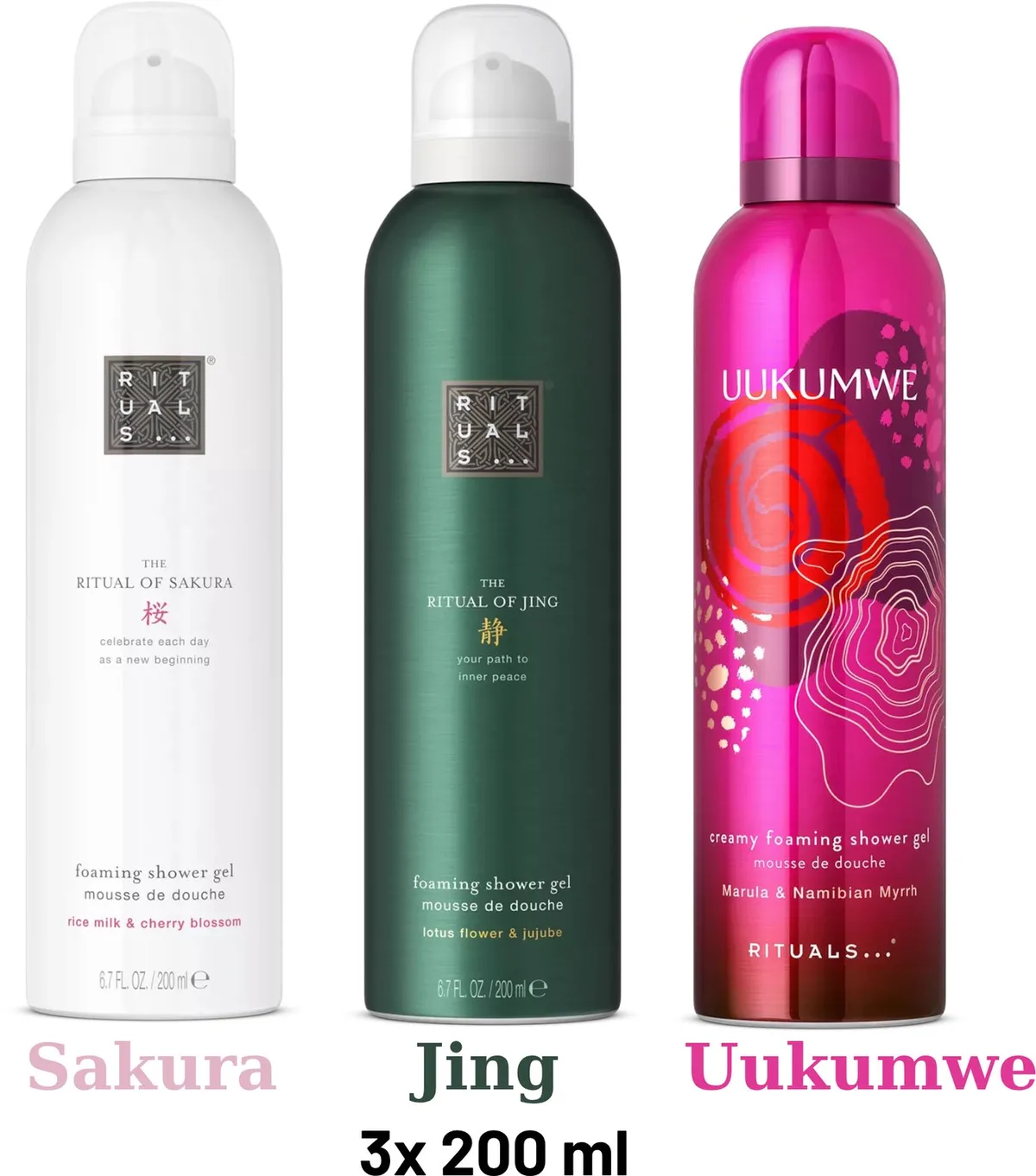 Shower Gel Value Pack - Uukumwe 200 ml + Sakura 200 ml + Jing 200 ml - Douchegel - Shower Foam by Rituals in 200 ml – product photo