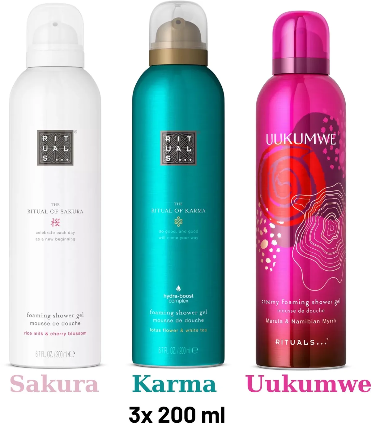 Shower Gel Value Pack - Uukumwe 200 ml + Sakura 200 ml + Karma 200 ml - Douchegel - Shower Foam by Rituals in 200 ml – product photo