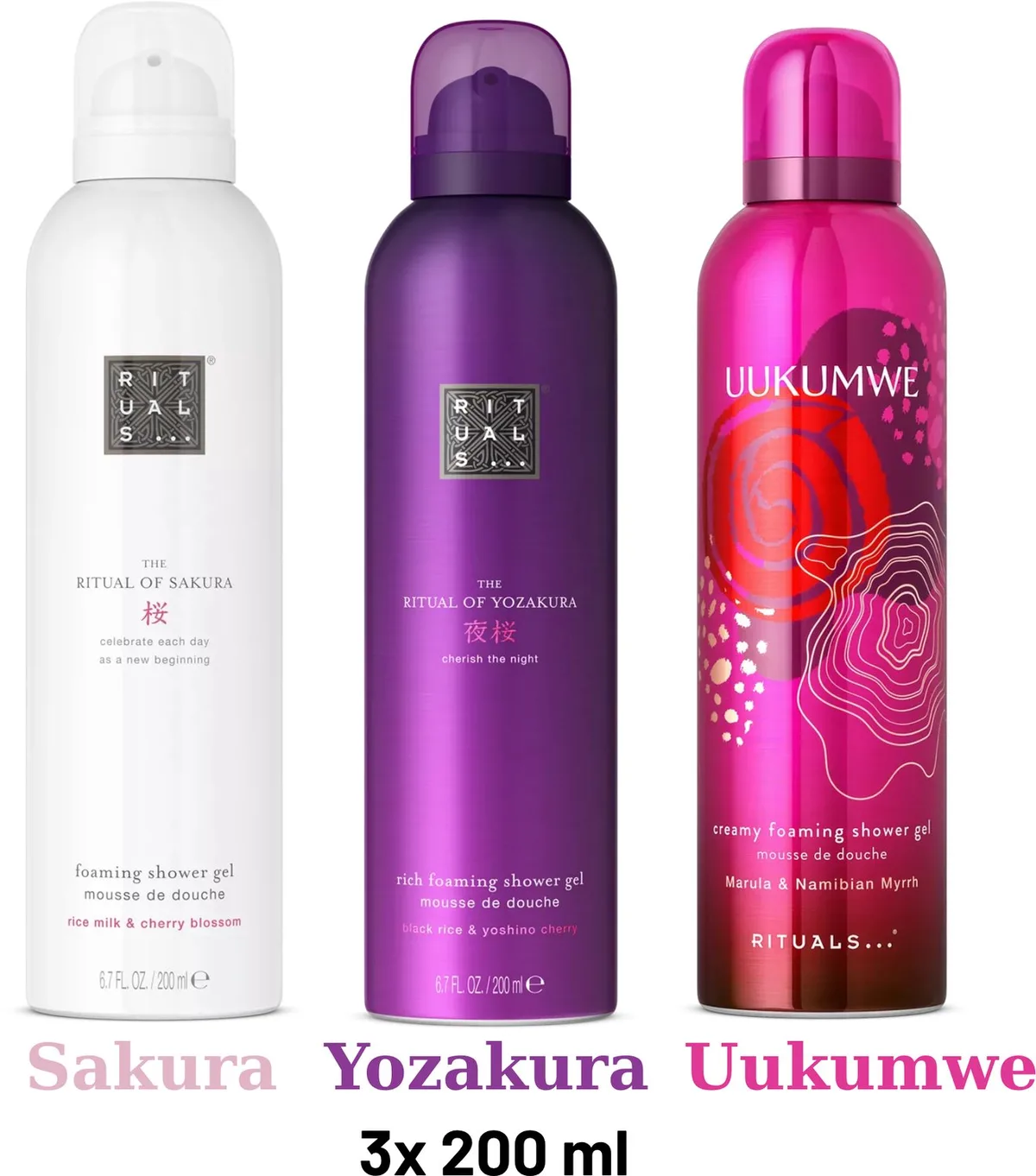 Shower Gel Value Pack - Uukumwe 200 ml + Sakura 200 ml + Yozakura 200 ml - Douchegel - Shower Foam van Rituals in 200 ml – productfoto
