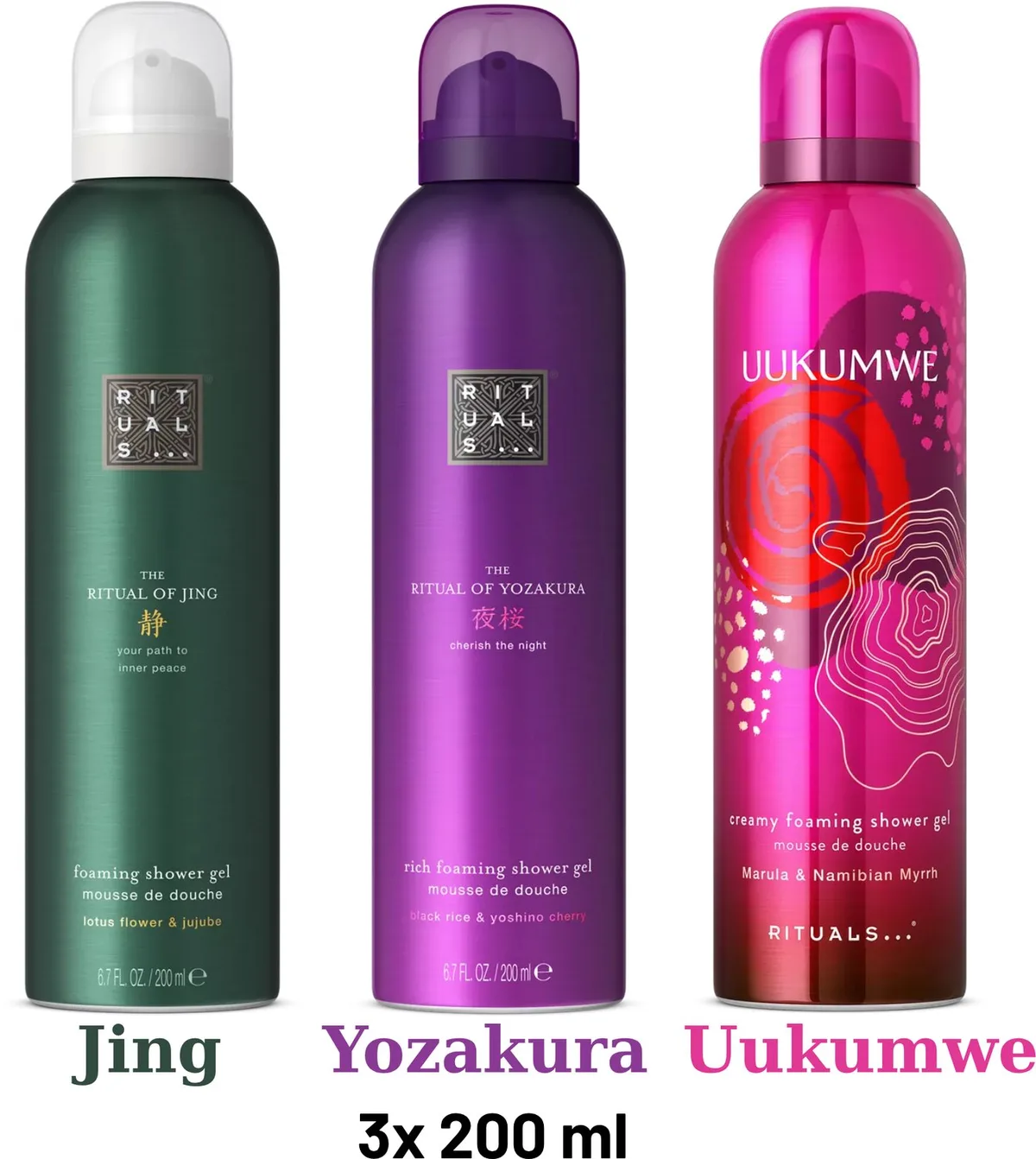 Shower Gel Value Pack - Uukumwe 200 ml + Yozakura 200 ml + Jing 200 ml - Douchegel - Shower Foam by Rituals in 200 ml – product photo