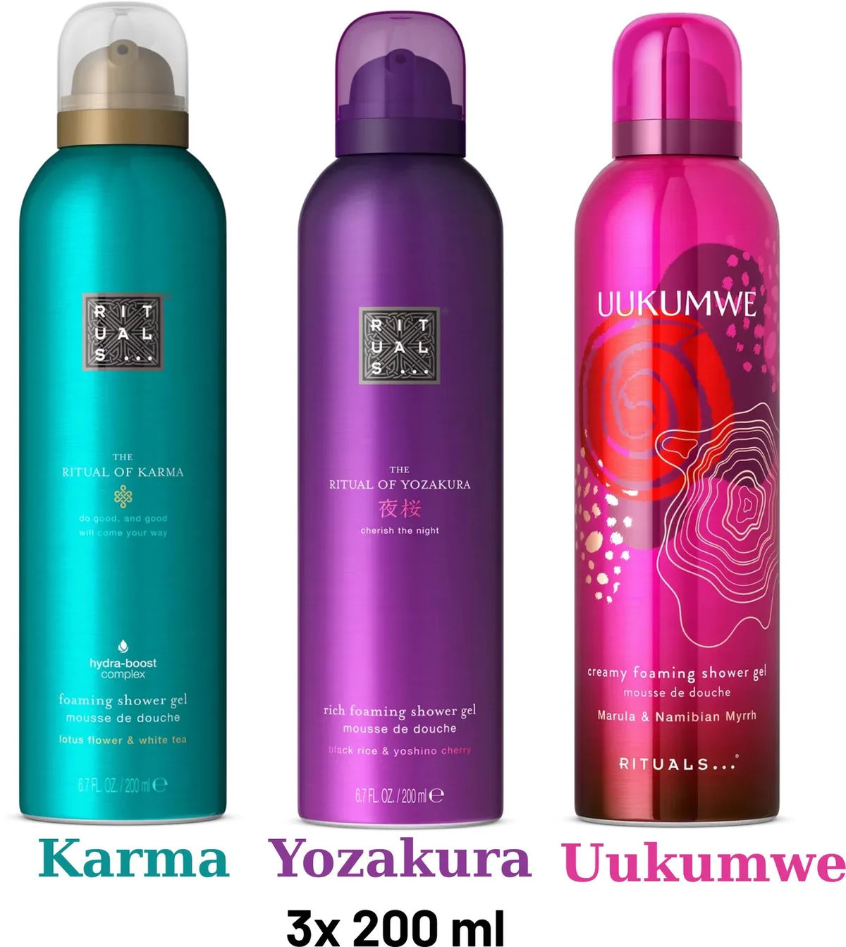 Shower Gel Value Pack - Uukumwe 200 ml + Yozakura 200 ml + Karma 200 ml - Douchegel - Shower Foam by Rituals in 200 ml – product photo