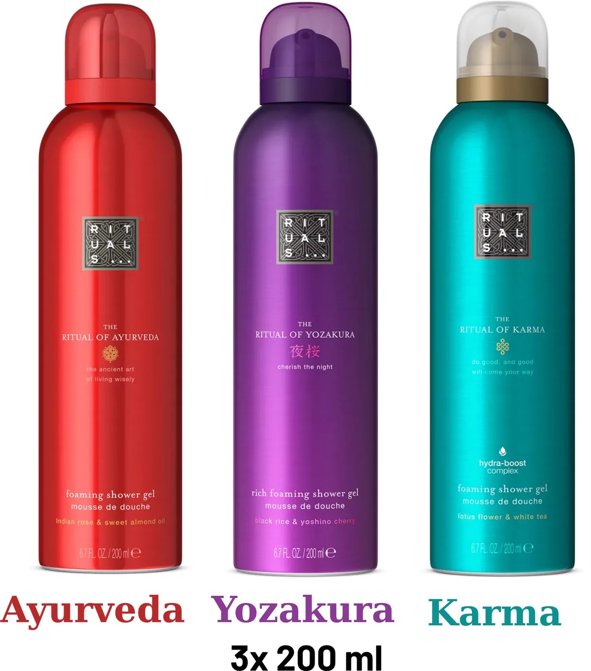 Shower Gel Value Pack - Yozakura 200 ml + Ayurveda 200 ml + Karma 200 ml - Douchegel - Shower Foam by Rituals in 200 ml – product photo