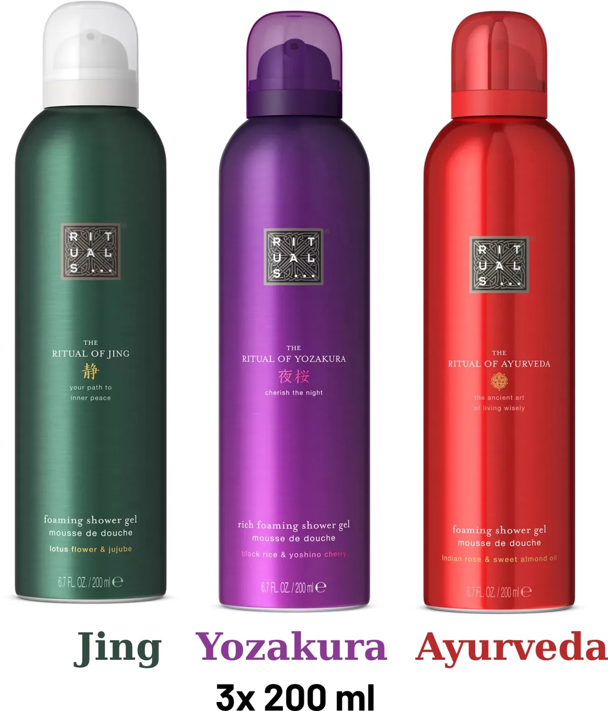 Shower Gel Value Pack - Yozakura 200 ml + Jing 200 ml + Ayurveda 200 ml - Douchegel - Shower Foam by Rituals in 200 ml – product photo