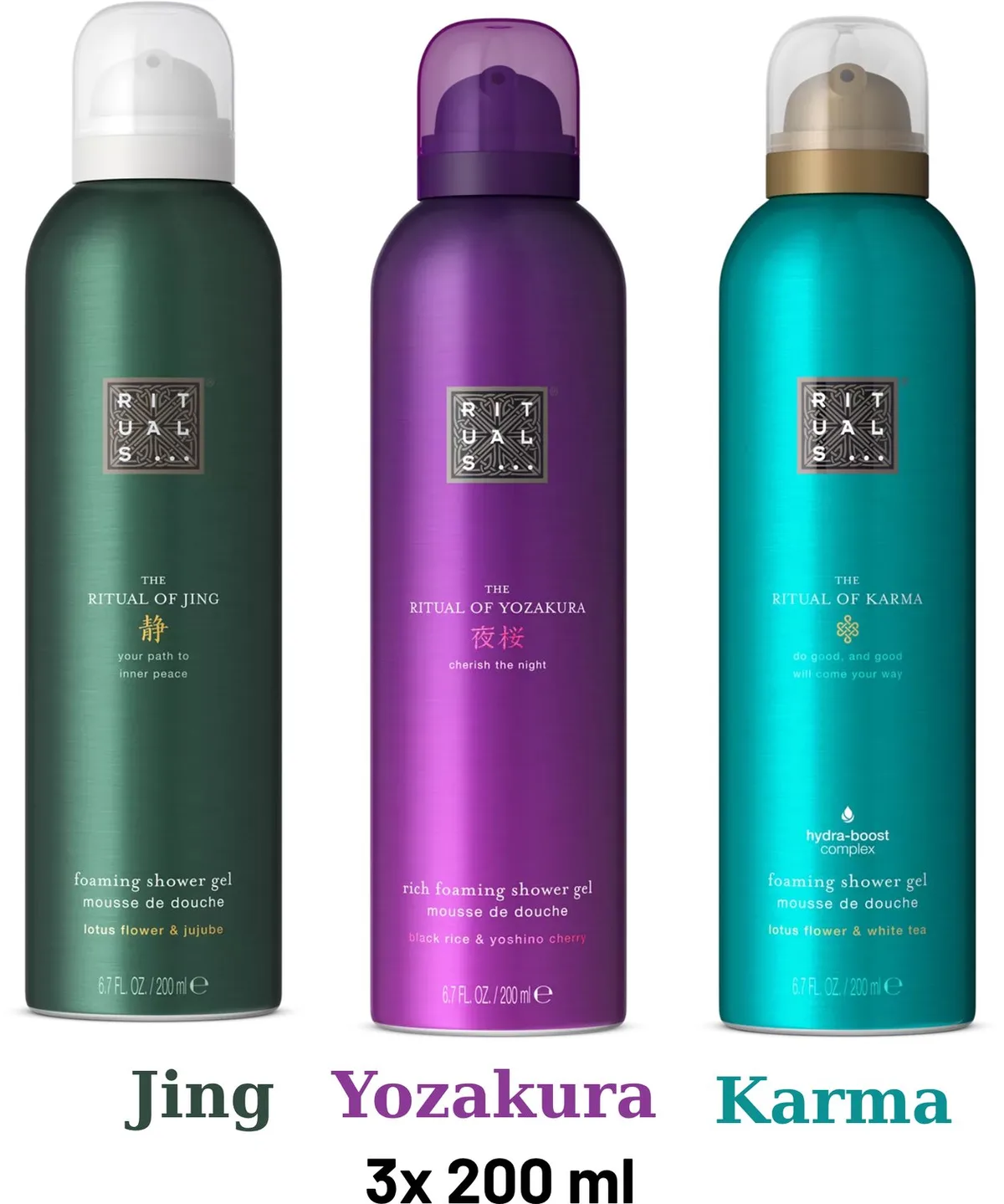 Shower Gel Value Pack - Yozakura 200 ml + Jing 200 ml + Karma 200 ml - Douchegel - Shower Foam by Rituals in 200 ml – product photo