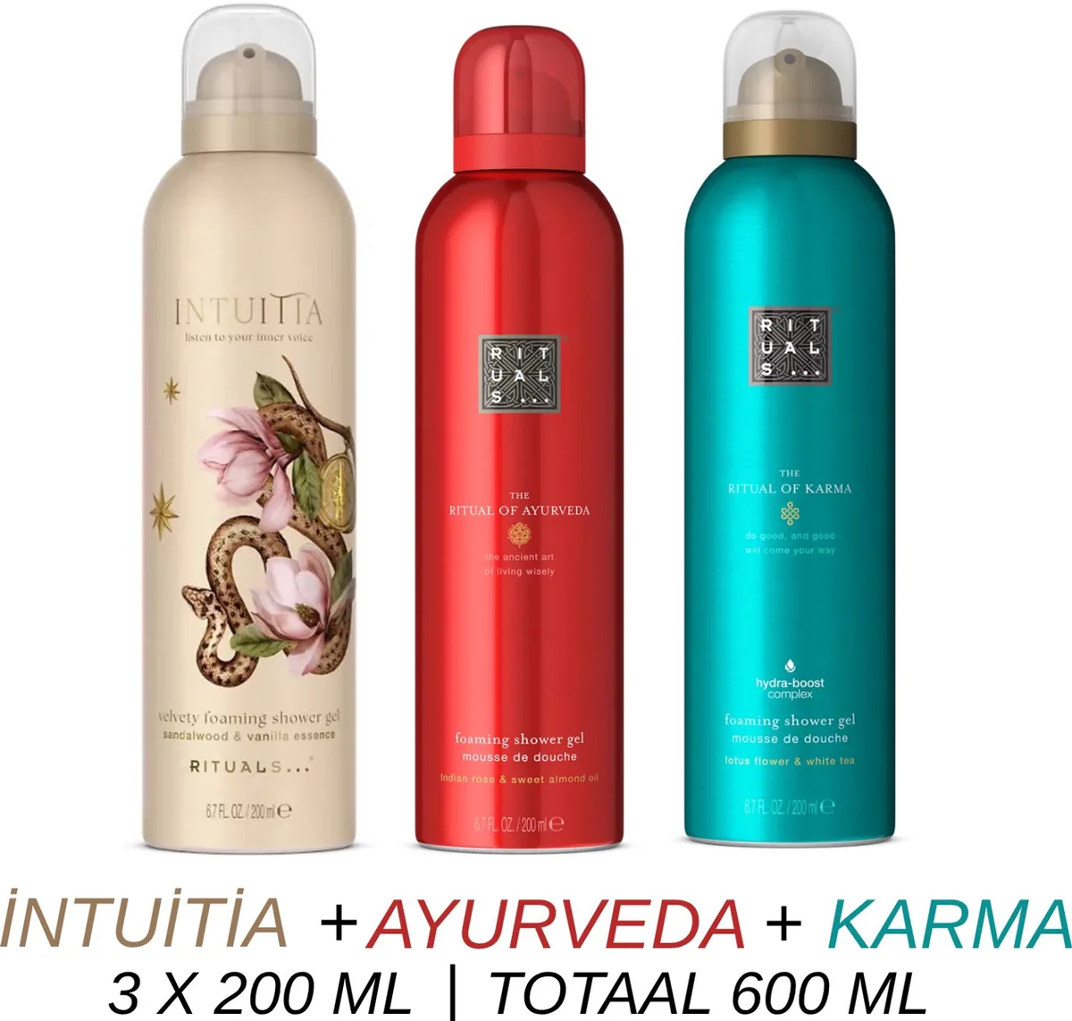 Shower Gel Value Set - Intuitia + Ayurveda + Karma - 3 x Shower Gel 200 ml = 600 ml - Douchegel - Doucheschuim by Rituals – product photo