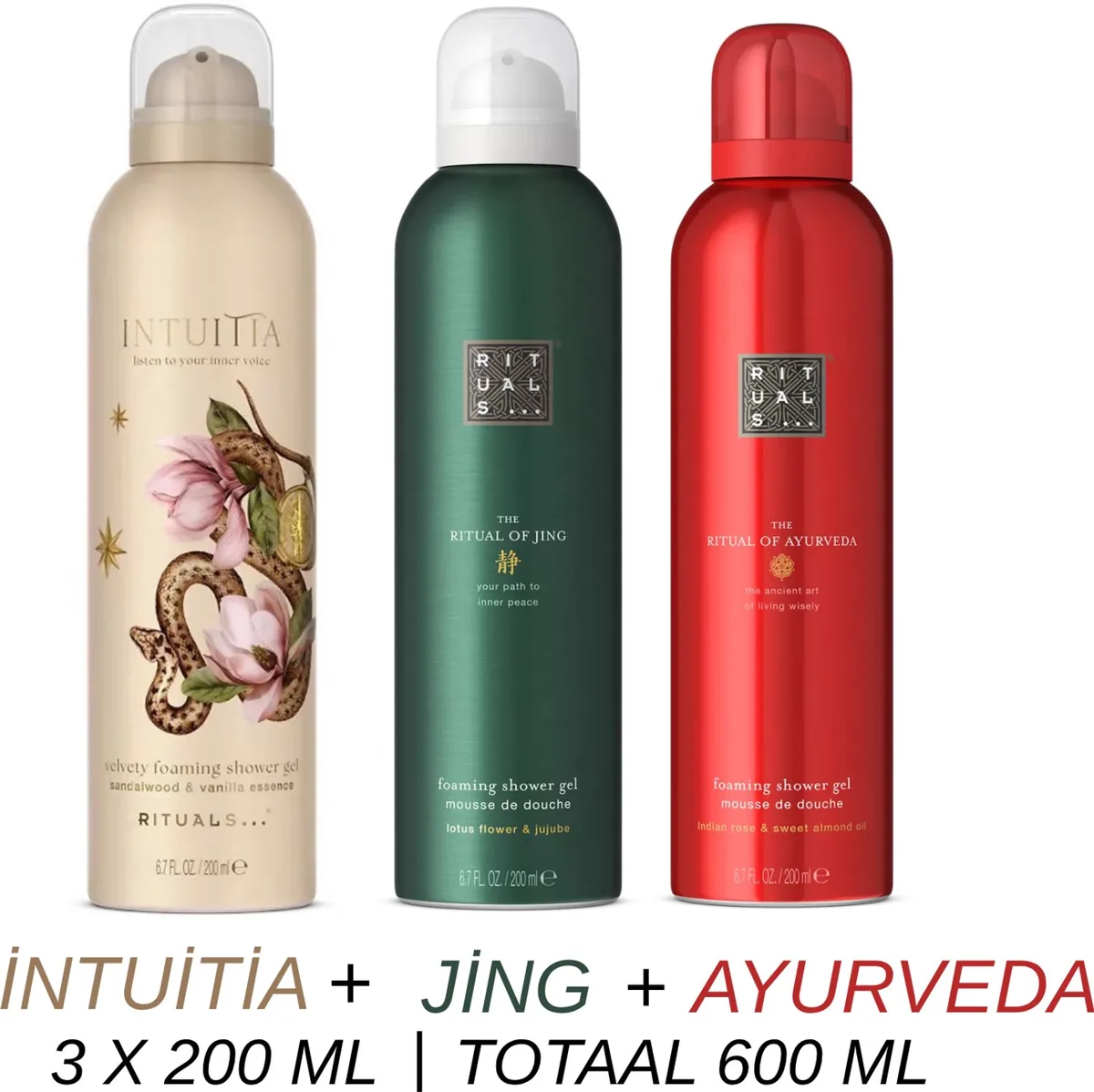 Shower Gel Value Set - Intuitia + Jing + Ayurveda - 3 x Shower Gel 200 ml = 600 ml - Douchegel - Doucheschuim by Rituals – product photo