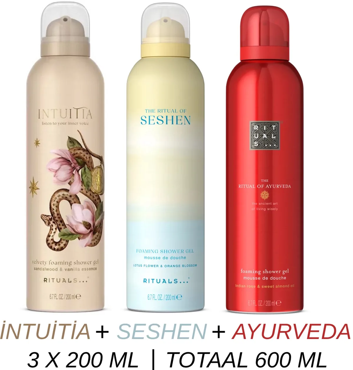 Shower Gel Value Set - Intuitia + Seshen + Ayurveda - 3 x Shower Gel 200 ml = 600 ml - Douchegel - Doucheschuim by Rituals – product photo