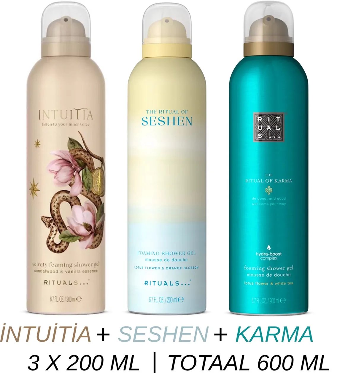 Shower Gel Value Set - Intuitia + Seshen + Karma - 3 x Shower Gel 200 ml = 600 ml - Douchegel - Doucheschuim by Rituals – product photo