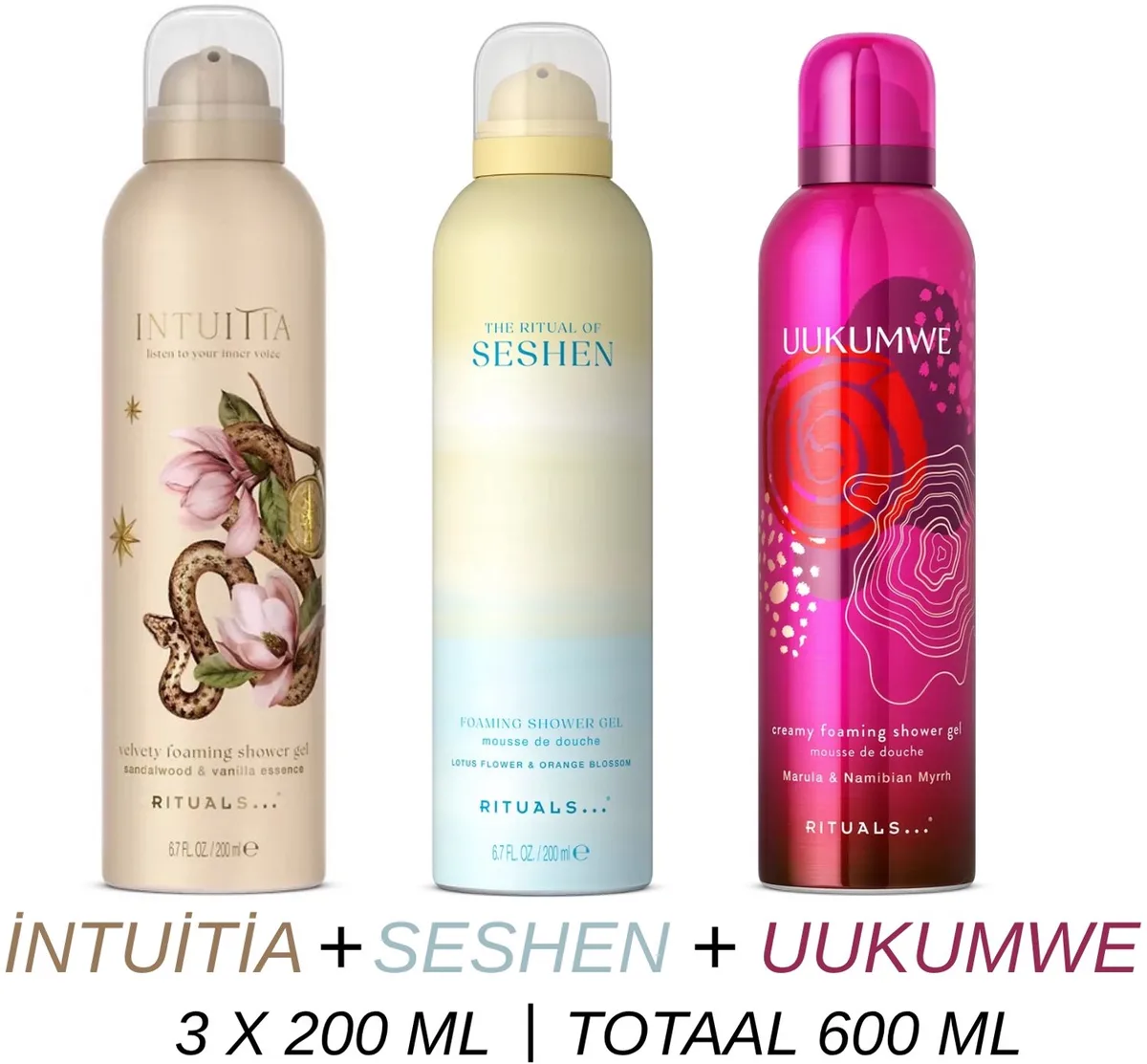 Shower Gel Value Set - Intuitia + Seshen + Uukumwe - 3 x Shower Gel 200 ml = 600 ml - Douchegel - Doucheschuim by Rituals – product photo