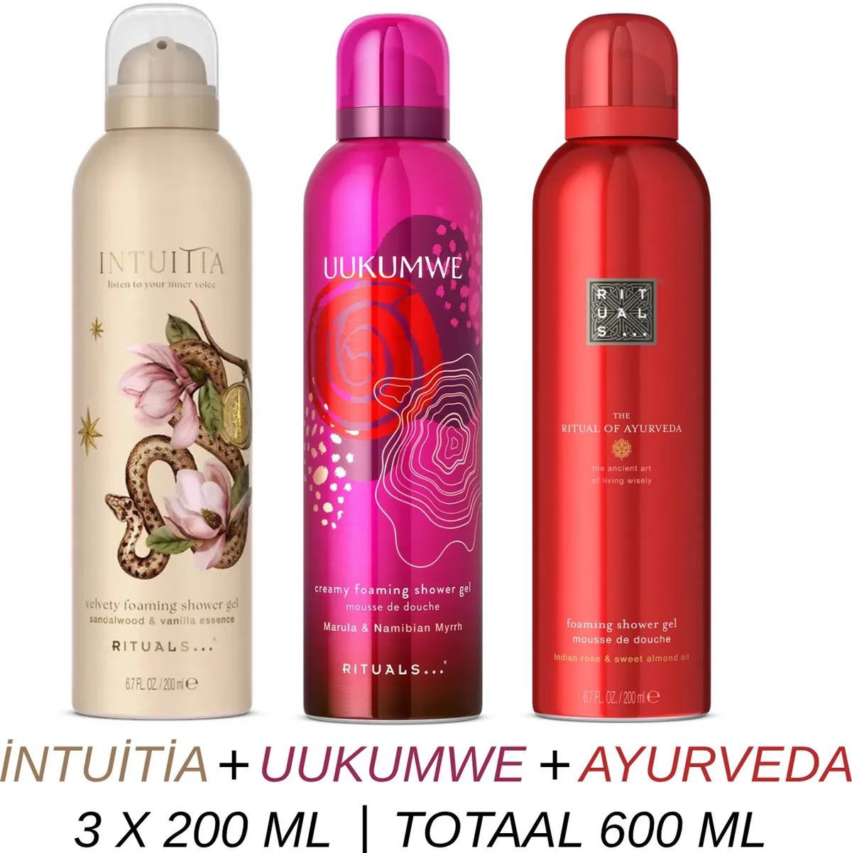 Shower Gel Value Set - Intuitia + Uukumwe + Ayurveda - 3 x Shower Gel 200 ml = 600 ml - Douchegel - Doucheschuim by Rituals – product photo