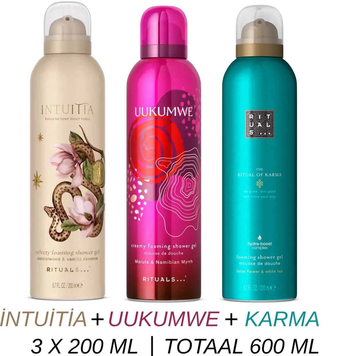 Shower Gel Value Set - Intuitia + Uukumwe + Karma - 3 x Shower Gel 200 ml = 600 ml - Douchegel - Doucheschuim by Rituals – product photo