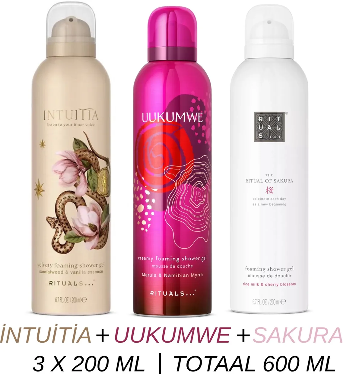 Shower Gel Value Set - Intuitia + Uukumwe + Sakura - 3 x Shower Gel 200 ml = 600 ml - Douchegel - Doucheschuim by Rituals – product photo